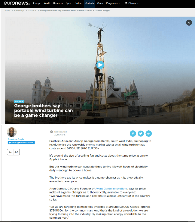 Avant Garde Innovations featured on EuroNews