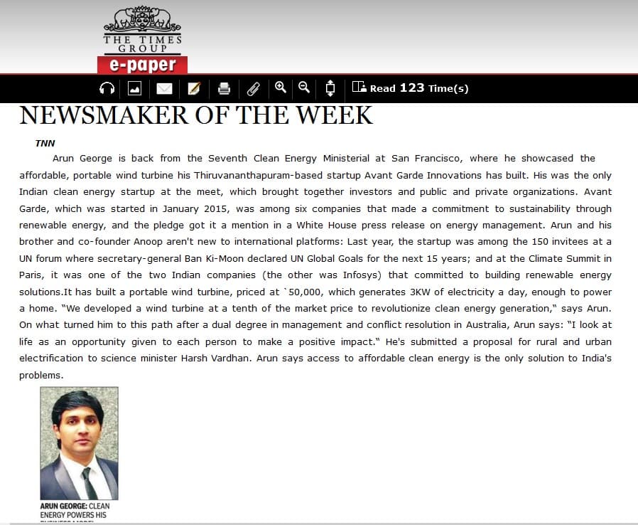 Times of India Newsmaker