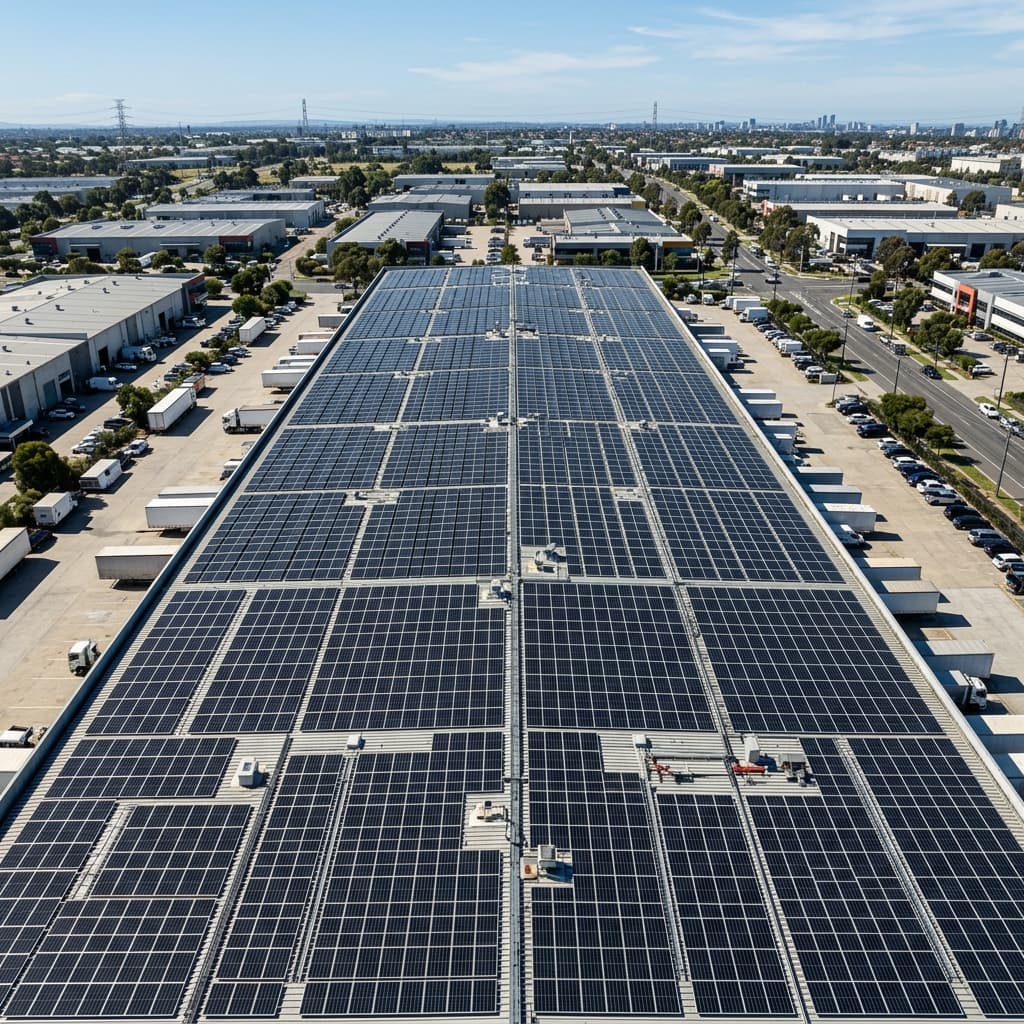 Cluttered solar panels taking up entire rooftop